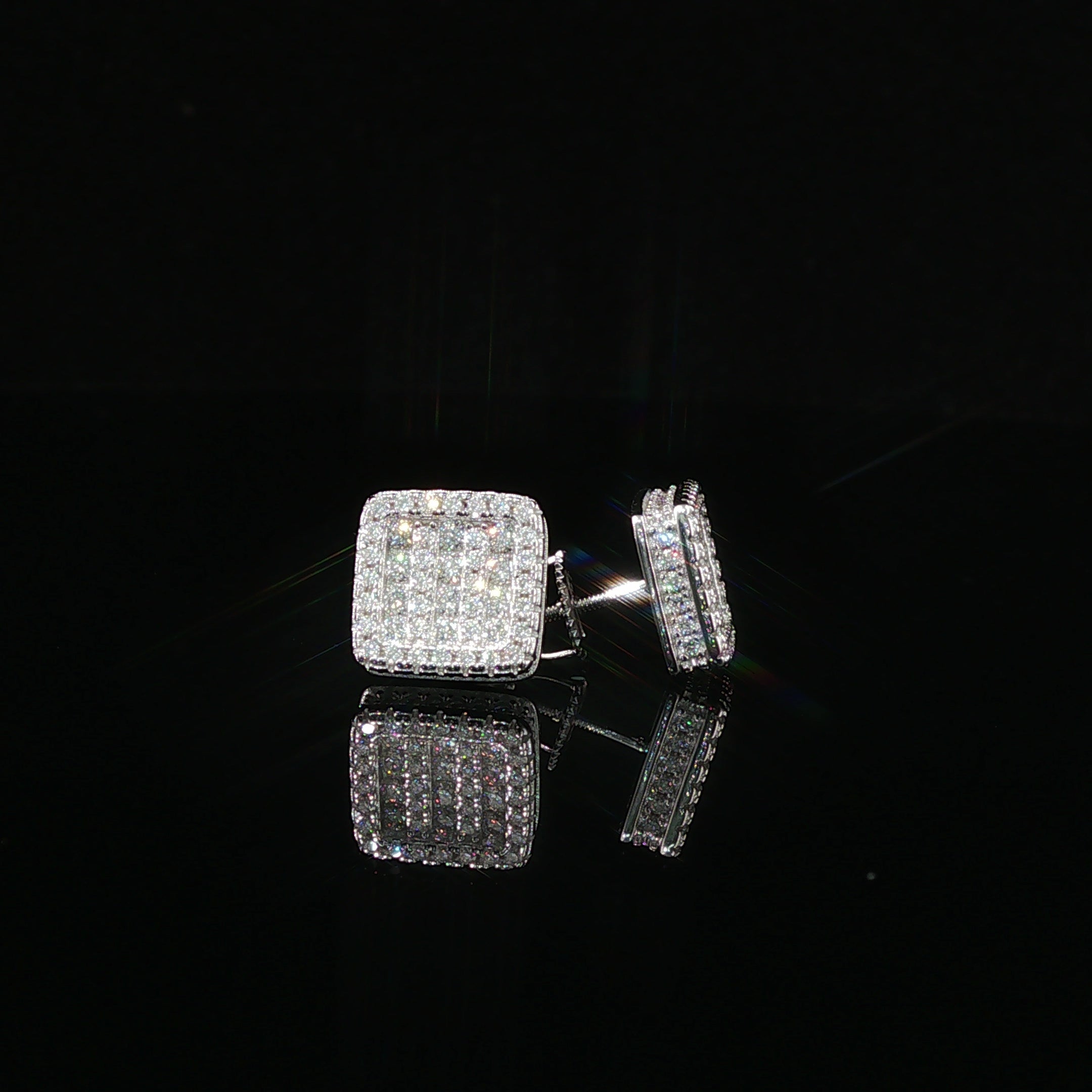 Dazzling Diamond Square Stud Earrings | 0.97ct VVS | 10mm