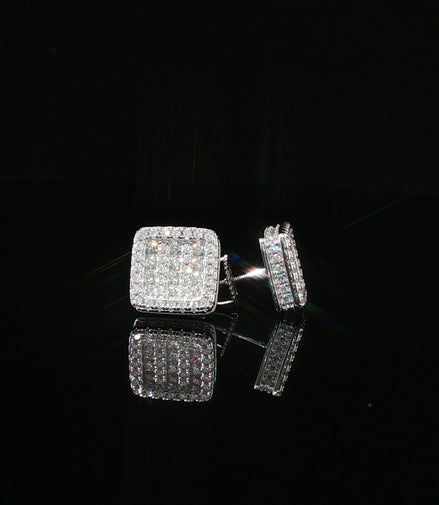 Dazzling Diamond Square Stud Earrings | 0.97ct VVS | 10mm