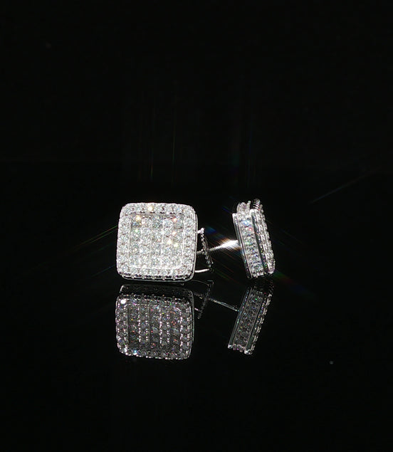 Dazzling Diamond Square Stud Earrings | 0.97ct VVS | 10mm
