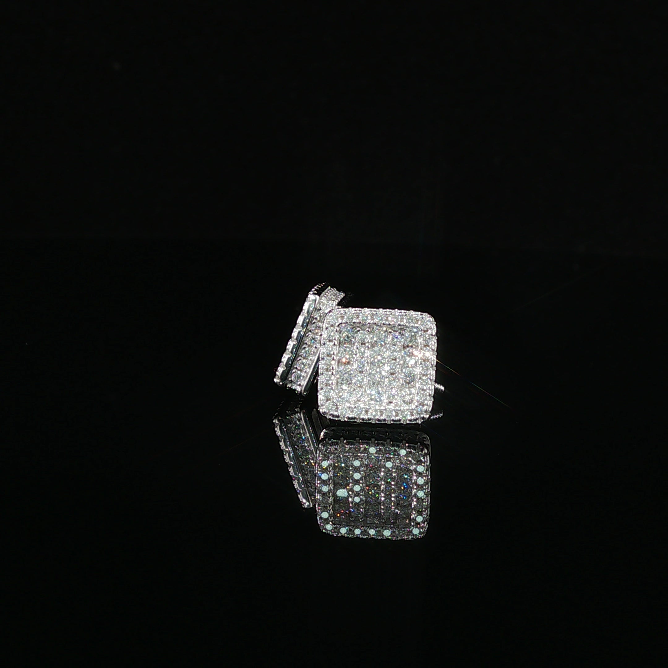Dazzling Diamond Square Stud Earrings | 0.97ct VVS | 10mm