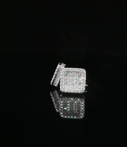 Dazzling Diamond Square Stud Earrings | 0.97ct VVS | 10mm