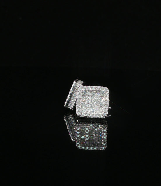 Dazzling Diamond Square Stud Earrings | 0.97ct VVS | 10mm