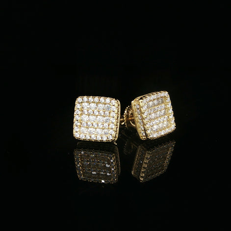 Dazzling Diamond Square Stud Earrings | 0.97ct VVS | 10mm