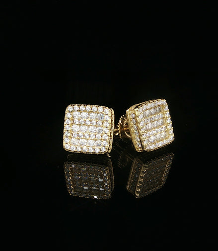 Dazzling Diamond Square Stud Earrings | 0.97ct VVS | 10mm