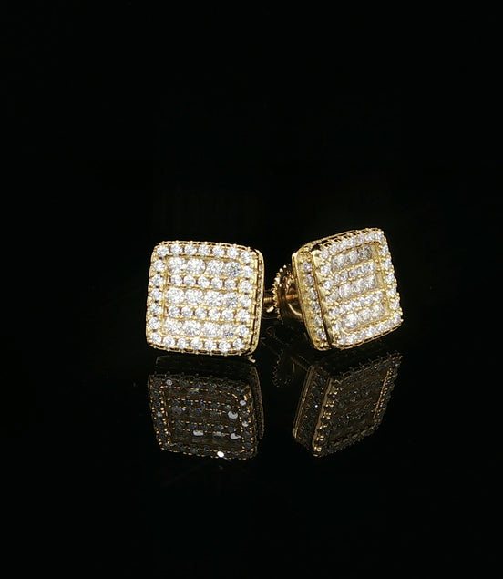 Dazzling Diamond Square Stud Earrings | 0.97ct VVS | 10mm
