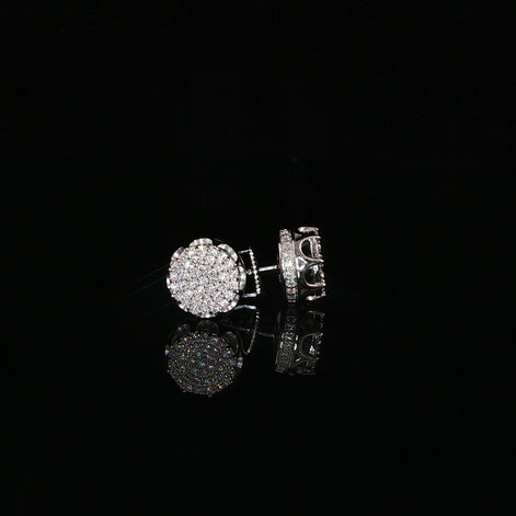 Round Pavé Moissanite Stud Earrings | 0.58 Ctw | 925 Sterling Silver | Screw Back
