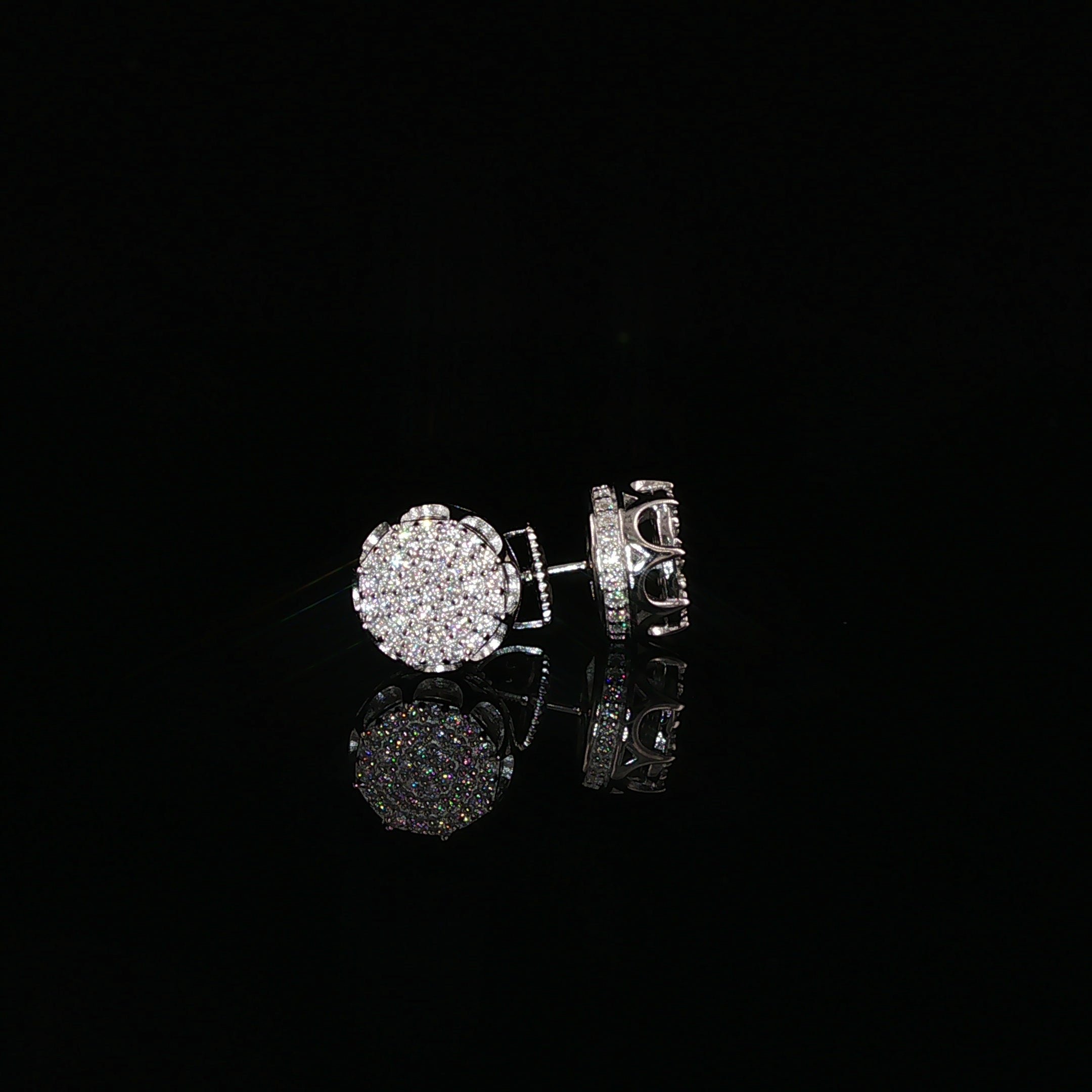 Round Pavé Moissanite Stud Earrings | 0.58 Ctw | 925 Sterling Silver | Screw Back