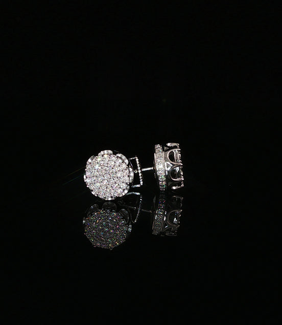 Round Pavé Moissanite Stud Earrings | 0.58 Ctw | 925 Sterling Silver | Screw Back