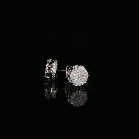 Round Pavé Moissanite Stud Earrings | 0.58 Ctw | 925 Sterling Silver | Screw Back