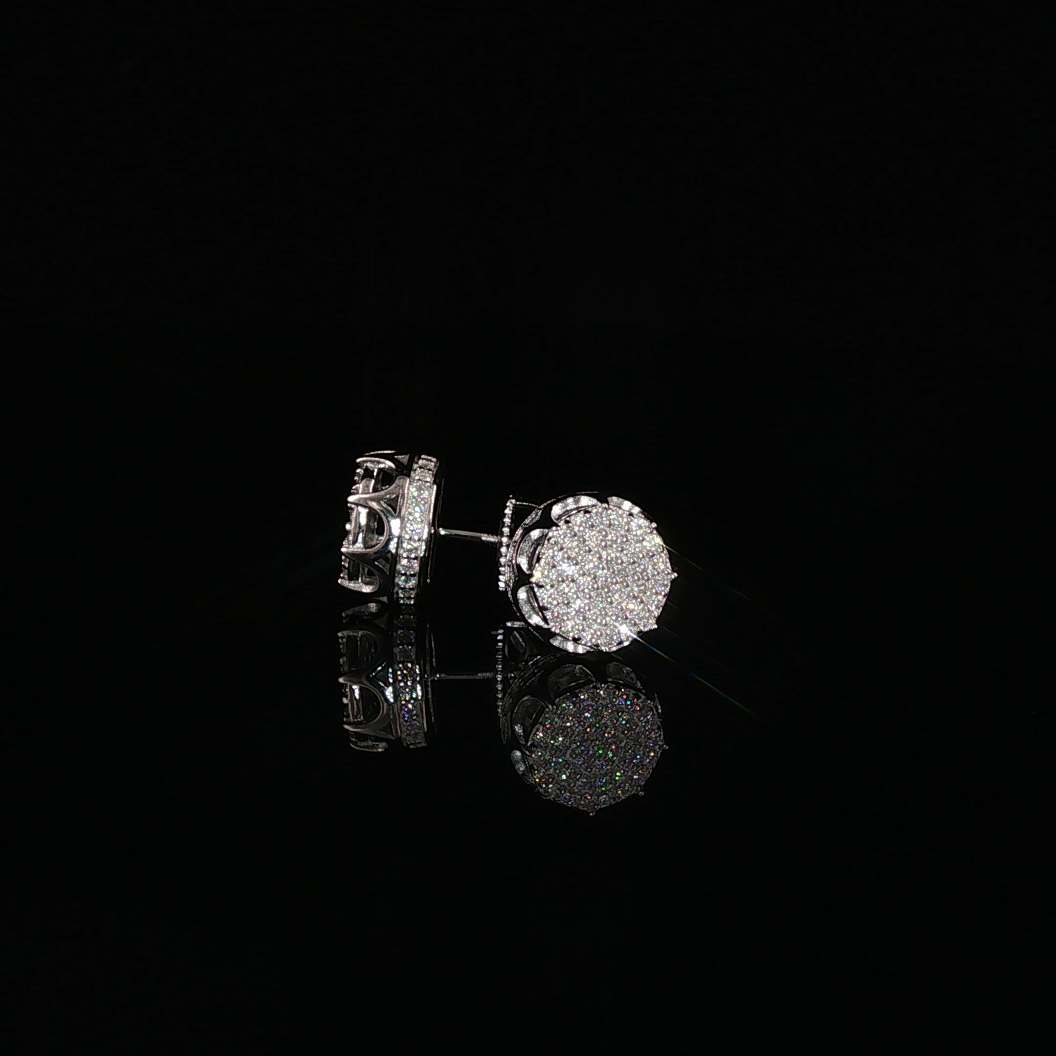 Round Pavé Moissanite Stud Earrings | 0.58 Ctw | 925 Sterling Silver | Screw Back