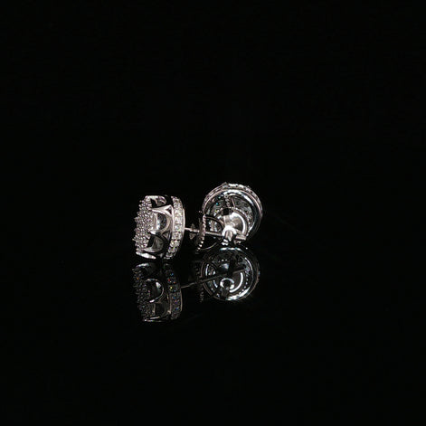 Round Pavé Moissanite Stud Earrings | 0.58 Ctw | 925 Sterling Silver | Screw Back