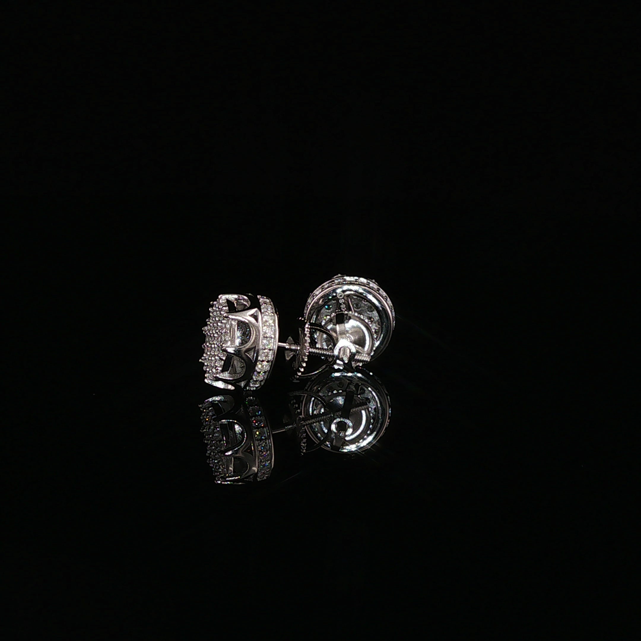Round Pavé Moissanite Stud Earrings | 0.58 Ctw | 925 Sterling Silver | Screw Back