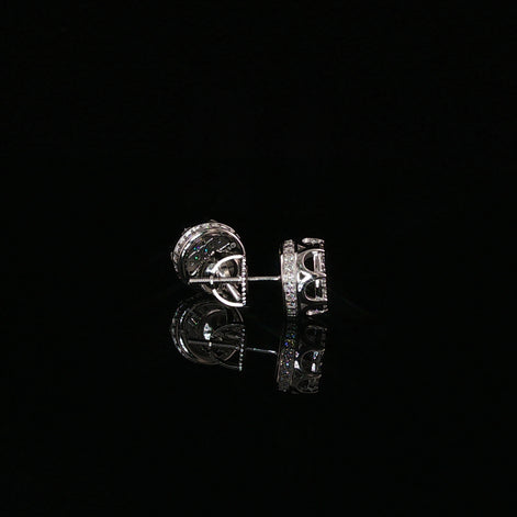 Round Pavé Moissanite Stud Earrings | 0.58 Ctw | 925 Sterling Silver | Screw Back