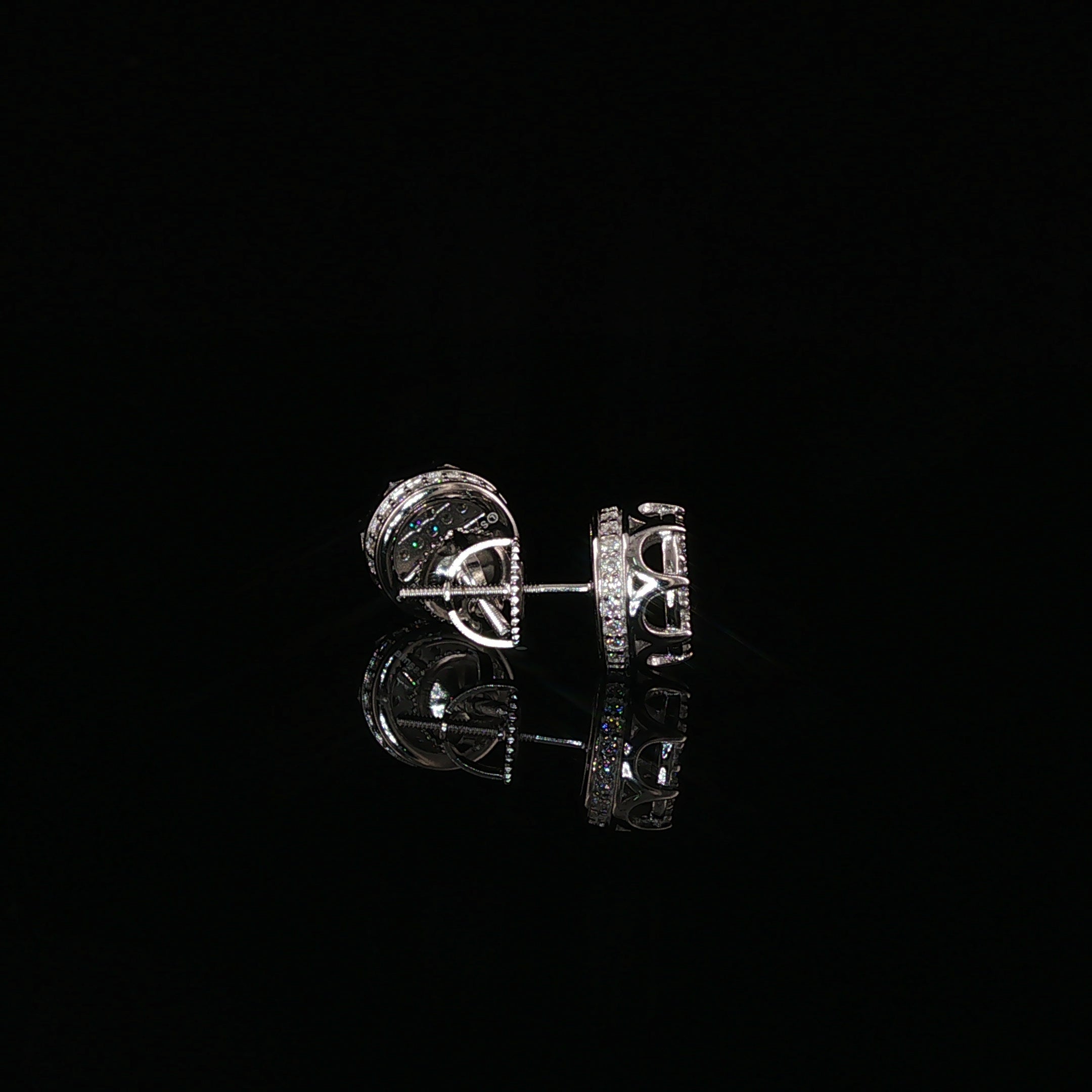 Round Pavé Moissanite Stud Earrings | 0.58 Ctw | 925 Sterling Silver | Screw Back