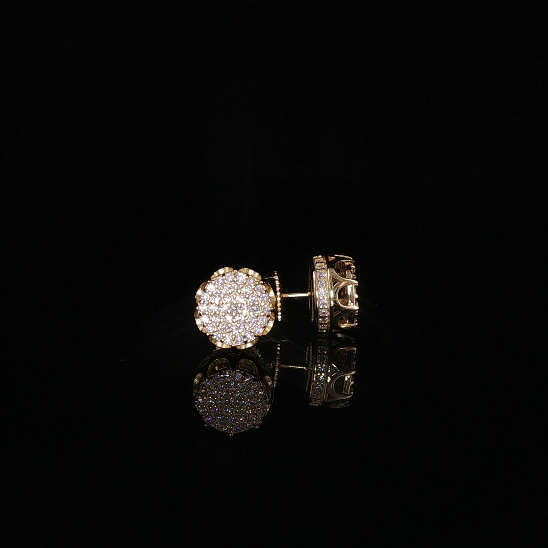 Round Pavé Moissanite Stud Earrings | 0.58 Ctw | 925 Sterling Silver | Screw Back