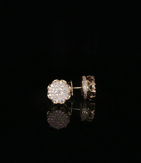 Round Pavé Moissanite Stud Earrings | 0.58 Ctw | 925 Sterling Silver | Screw Back