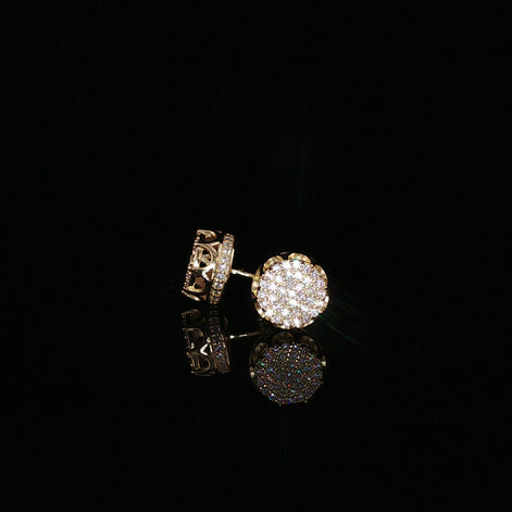 Round Pavé Moissanite Stud Earrings | 0.58 Ctw | 925 Sterling Silver | Screw Back