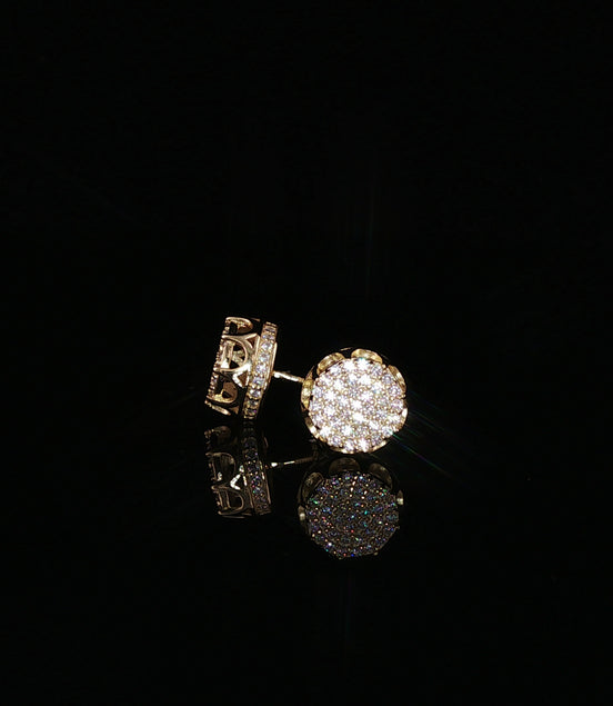 Round Pavé Moissanite Stud Earrings | 0.58 Ctw | 925 Sterling Silver | Screw Back