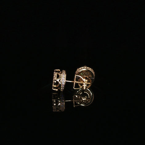 Round Pavé Moissanite Stud Earrings | 0.58 Ctw | 925 Sterling Silver | Screw Back