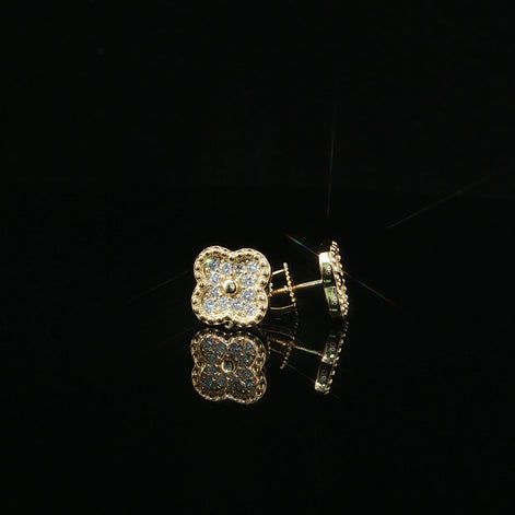 Luxurious Diamond Clover Stud Earrings | 0.3ct VVS | 10mm