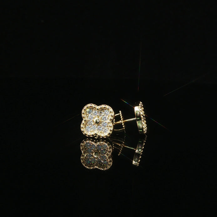 Luxurious Diamond Clover Stud Earrings | 0.3ct VVS | 10mm