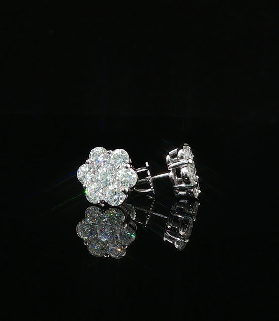 Dazzling Diamond Flower Cluster Stud Earrings | 1.5ct VVS | 10mm