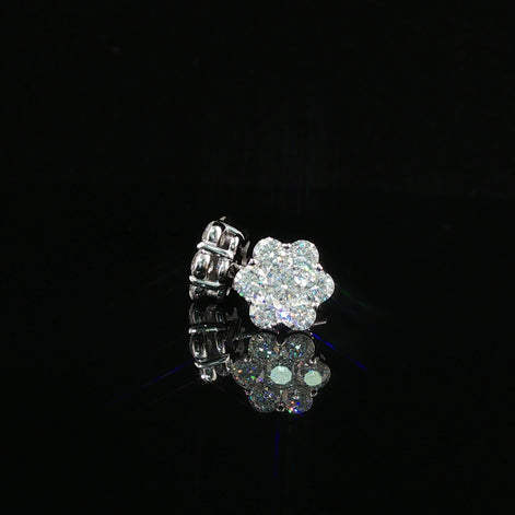 Dazzling Diamond Flower Cluster Stud Earrings | 1.5ct VVS | 10mm