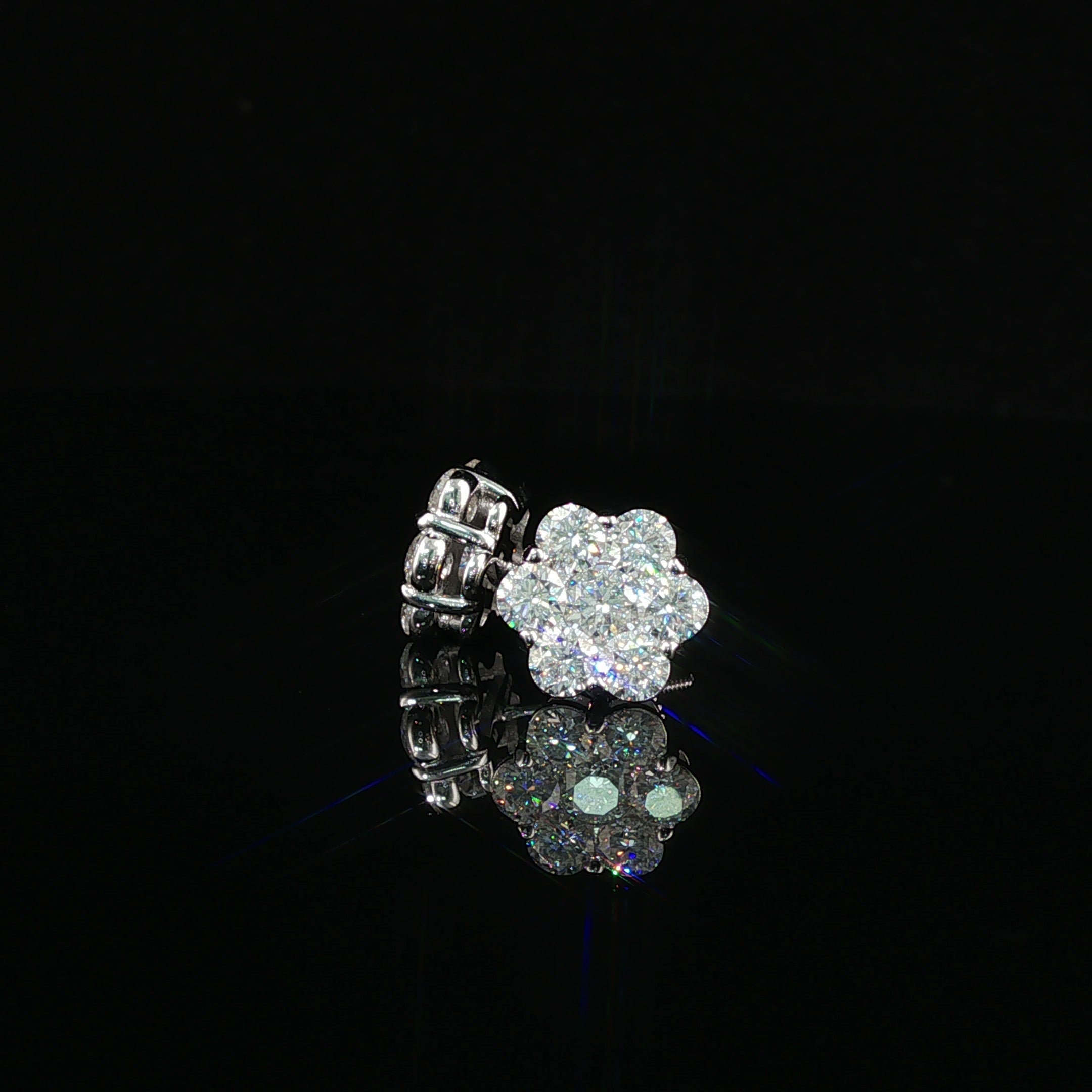 Dazzling Diamond Flower Cluster Stud Earrings | 1.5ct VVS | 10mm