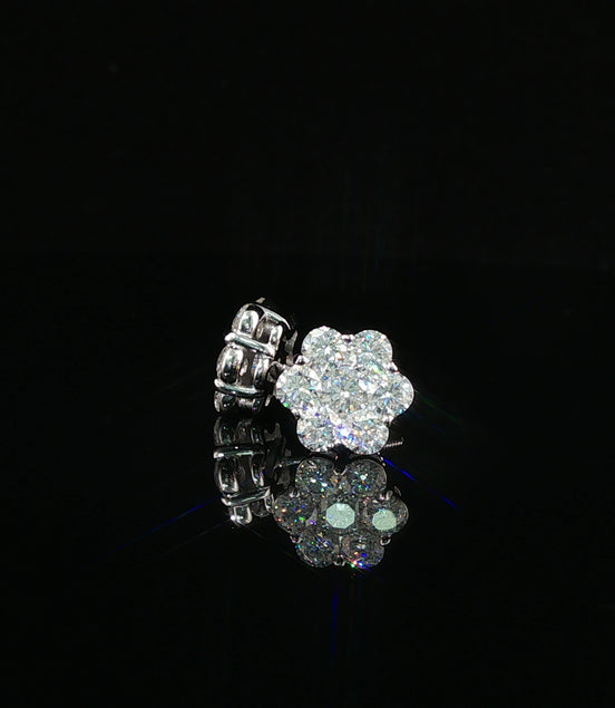 Dazzling Diamond Flower Cluster Stud Earrings | 1.5ct VVS | 10mm