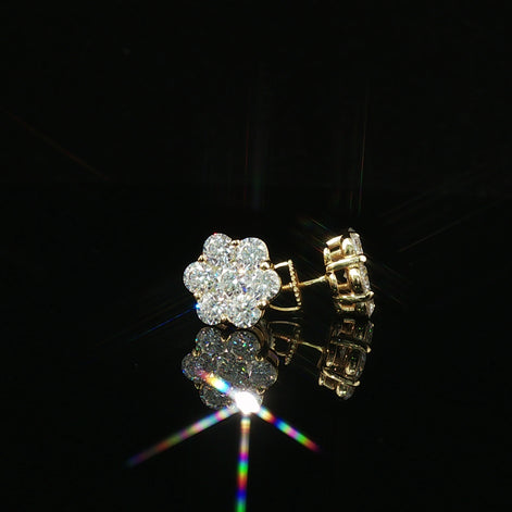 Dazzling Diamond Flower Cluster Stud Earrings | 1.5ct VVS | 10mm