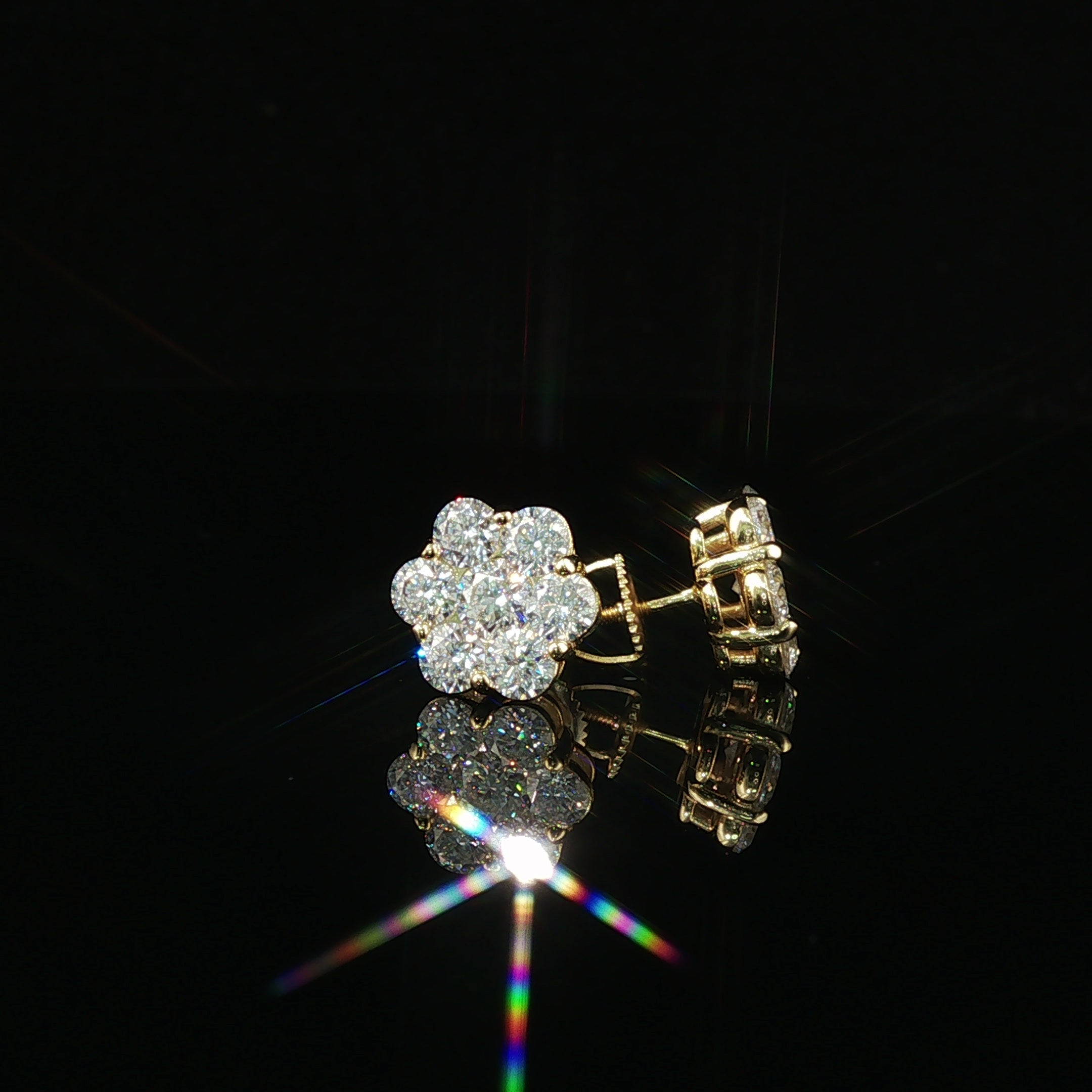 Dazzling Diamond Flower Cluster Stud Earrings | 1.5ct VVS | 10mm