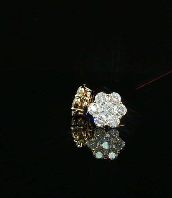 Dazzling Diamond Flower Cluster Stud Earrings | 1.5ct VVS | 10mm