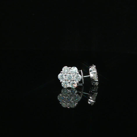 Dazzling Diamond Flower Cluster Stud Earrings | 1.4ct VVS | 9mm