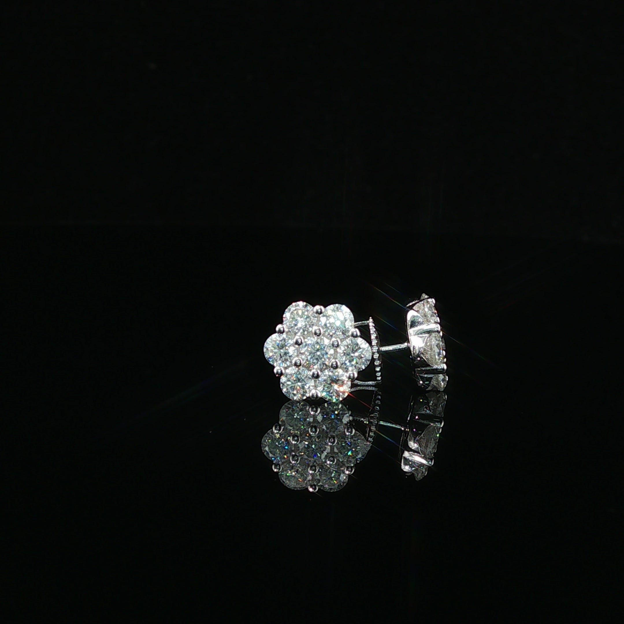Dazzling Diamond Flower Cluster Stud Earrings | 1.4ct VVS | 9mm