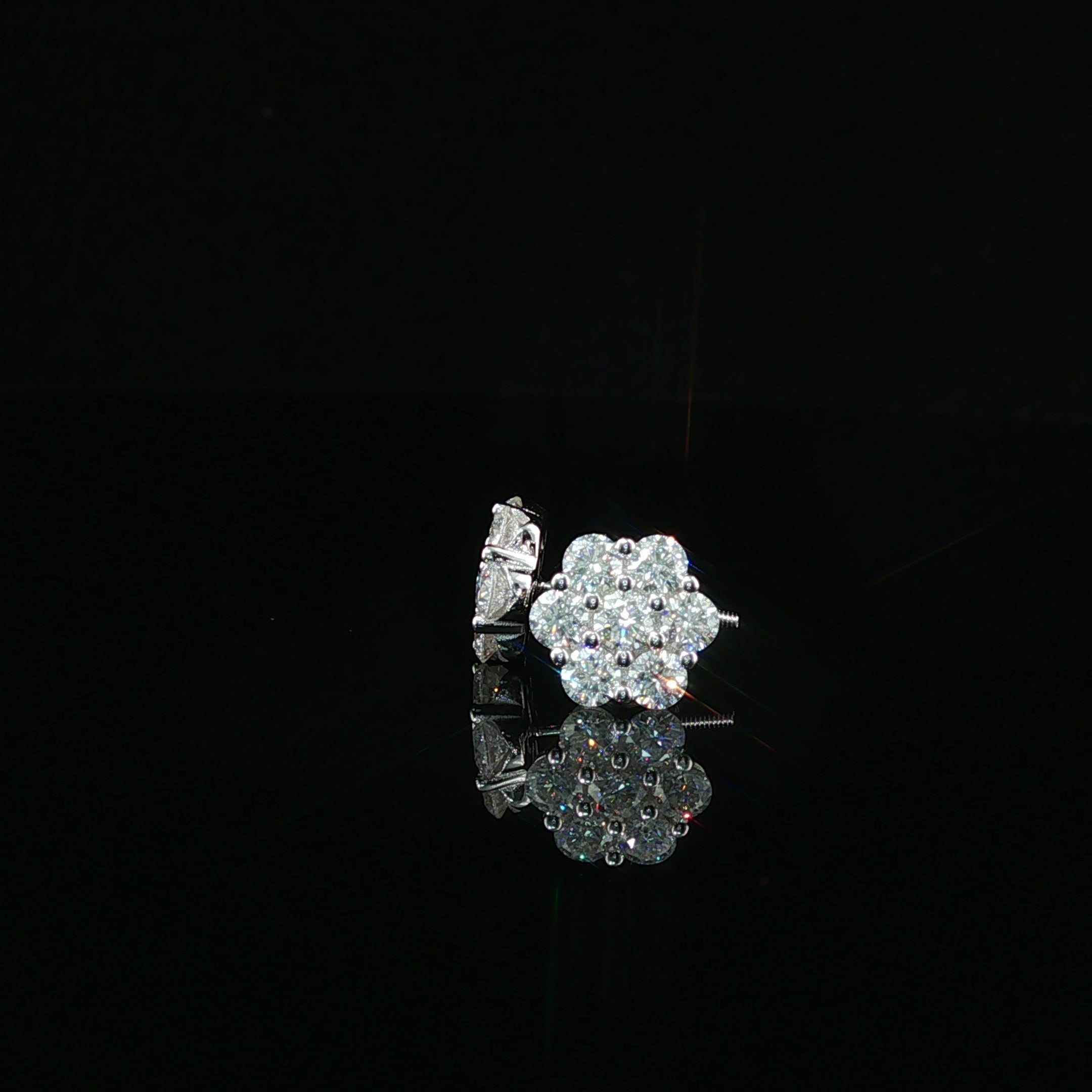 Dazzling Diamond Flower Cluster Stud Earrings | 1.4ct VVS | 9mm