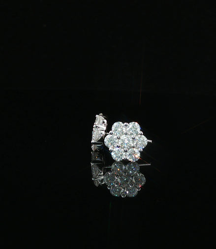 Dazzling Diamond Flower Cluster Stud Earrings | 1.4ct VVS | 9mm