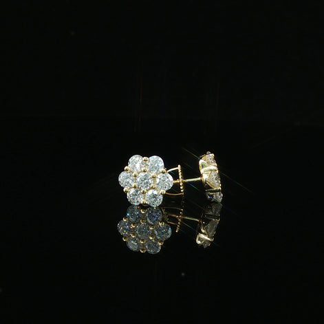 Dazzling Diamond Flower Cluster Stud Earrings | 1.4ct VVS | 9mm