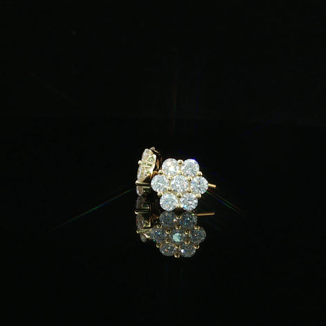 Dazzling Diamond Flower Cluster Stud Earrings | 1.4ct VVS | 9mm