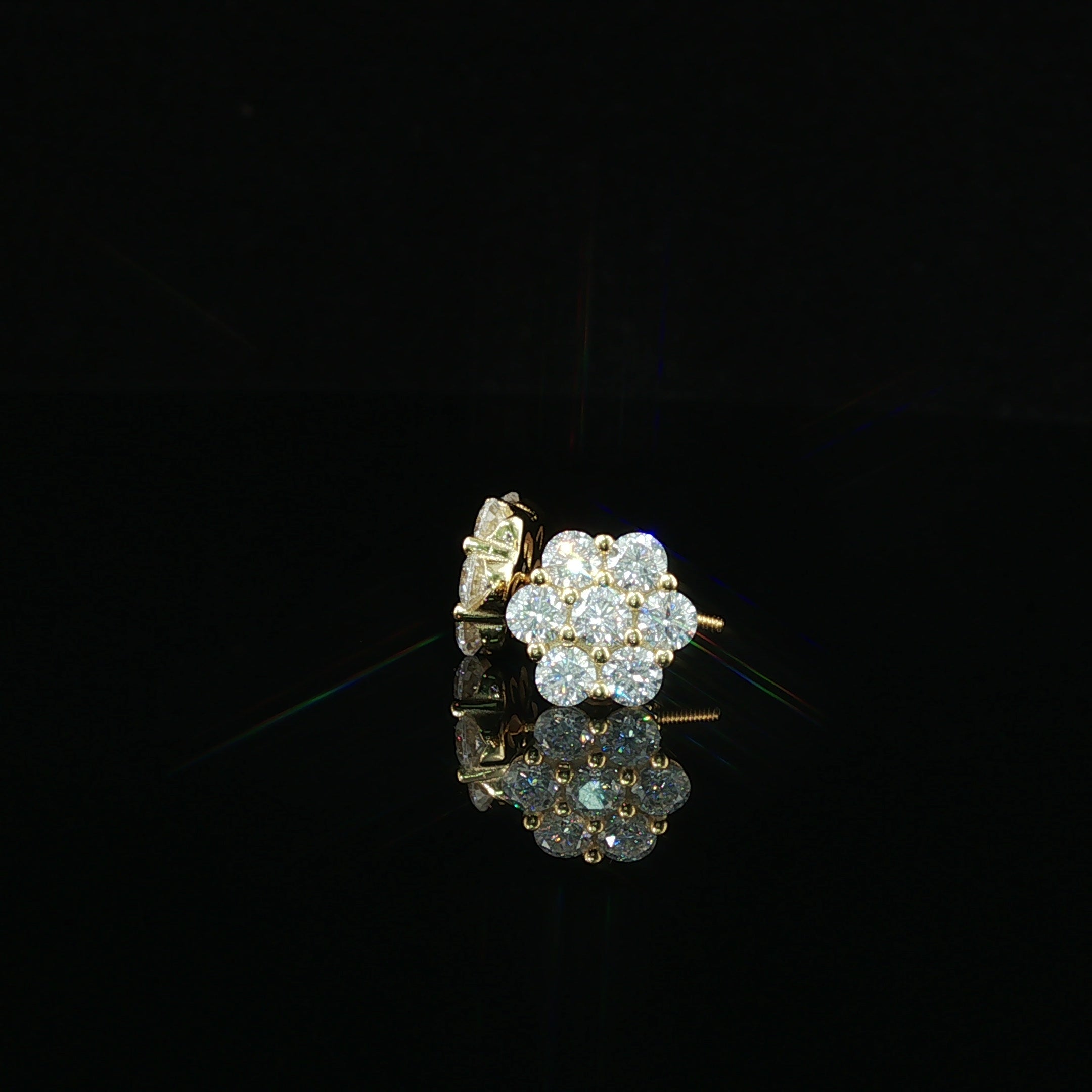 Dazzling Diamond Flower Cluster Stud Earrings | 1.4ct VVS | 9mm