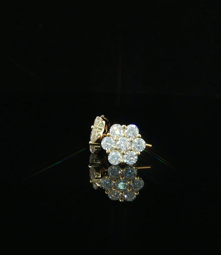 Dazzling Diamond Flower Cluster Stud Earrings | 1.4ct VVS | 9mm