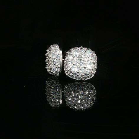 Men's Iced Out Domed "Baller" Stud Earrings – 925 Sterling Silver | VVS Moissanite | High-Profile 3D Shine