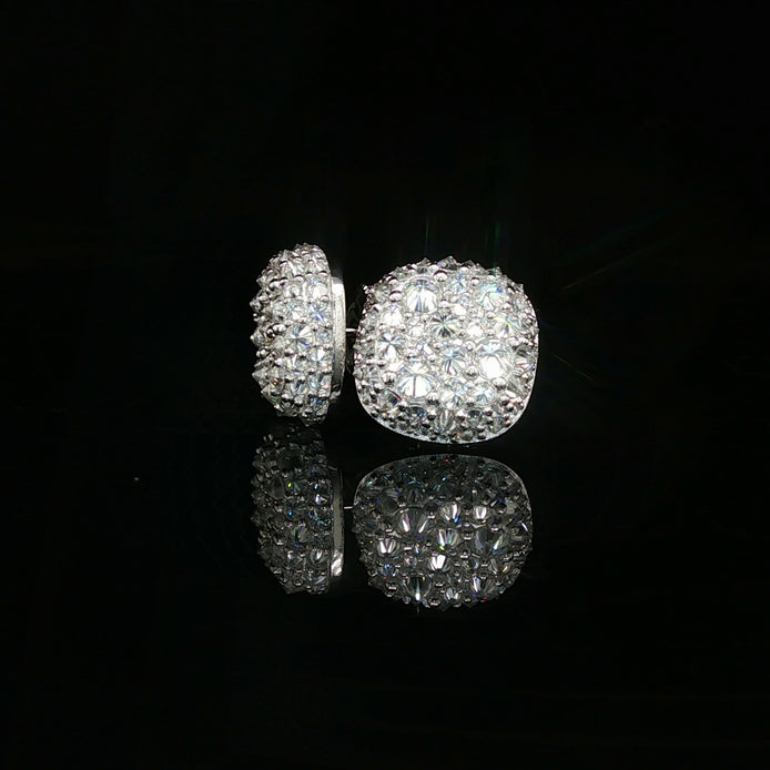 Men's Iced Out Domed "Baller" Stud Earrings – 925 Sterling Silver | VVS Moissanite | High-Profile 3D Shine