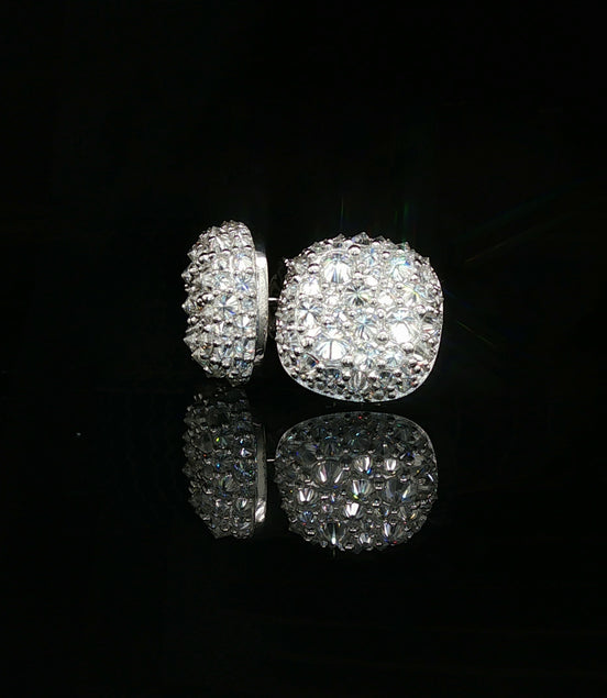 Men's Iced Out Domed "Baller" Stud Earrings – 925 Sterling Silver | VVS Moissanite | High-Profile 3D Shine