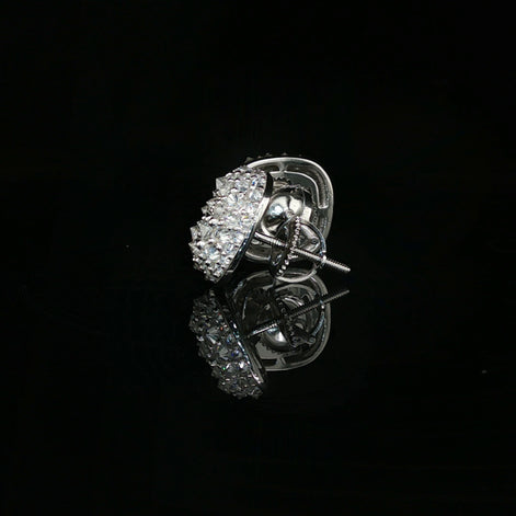 Men's Iced Out Domed "Baller" Stud Earrings – 925 Sterling Silver | VVS Moissanite | High-Profile 3D Shine
