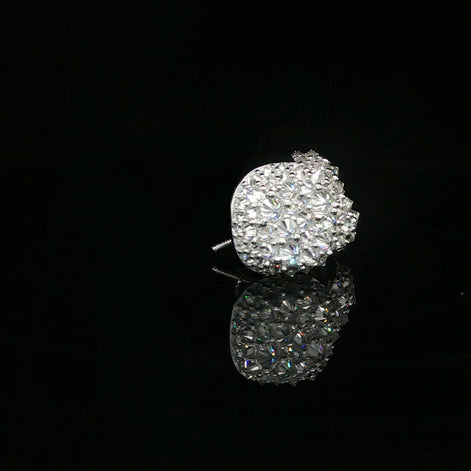 Men's Iced Out Domed "Baller" Stud Earrings – 925 Sterling Silver | VVS Moissanite | High-Profile 3D Shine