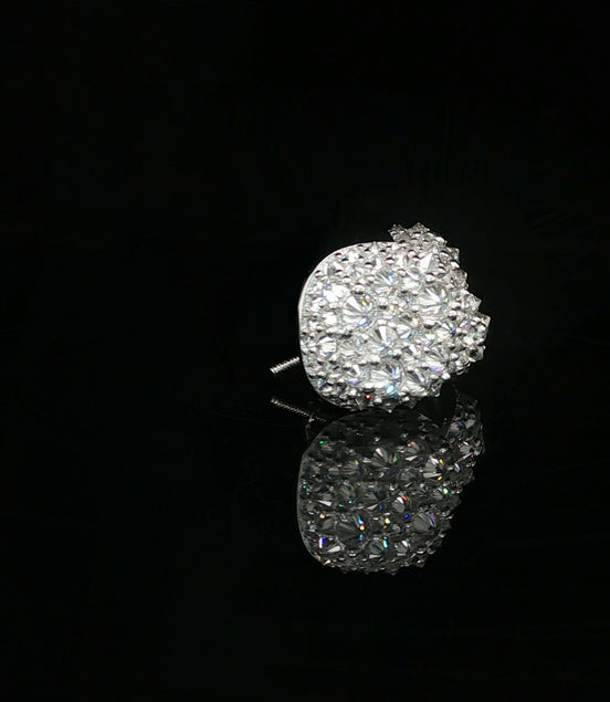 Men's Iced Out Domed "Baller" Stud Earrings – 925 Sterling Silver | VVS Moissanite | High-Profile 3D Shine