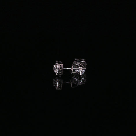 Vintage Flower Cushion Moissanite Stud Earrings| 925 Sterling Silver| 0.25 Ctw Screw Back | 6.7mm
