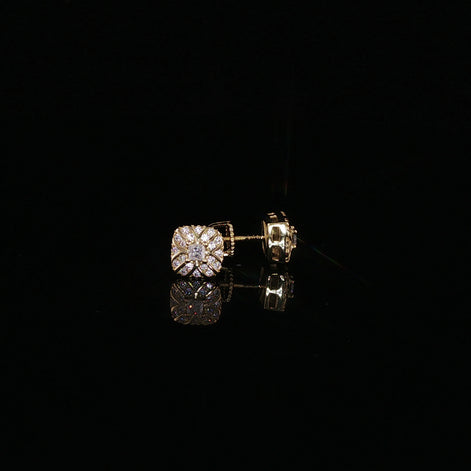 Vintage Flower Cushion Moissanite Stud Earrings| 925 Sterling Silver| 0.25 Ctw Screw Back | 6.7mm