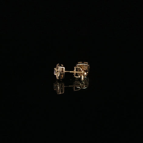 Vintage Flower Cushion Moissanite Stud Earrings| 925 Sterling Silver| 0.25 Ctw Screw Back | 6.7mm