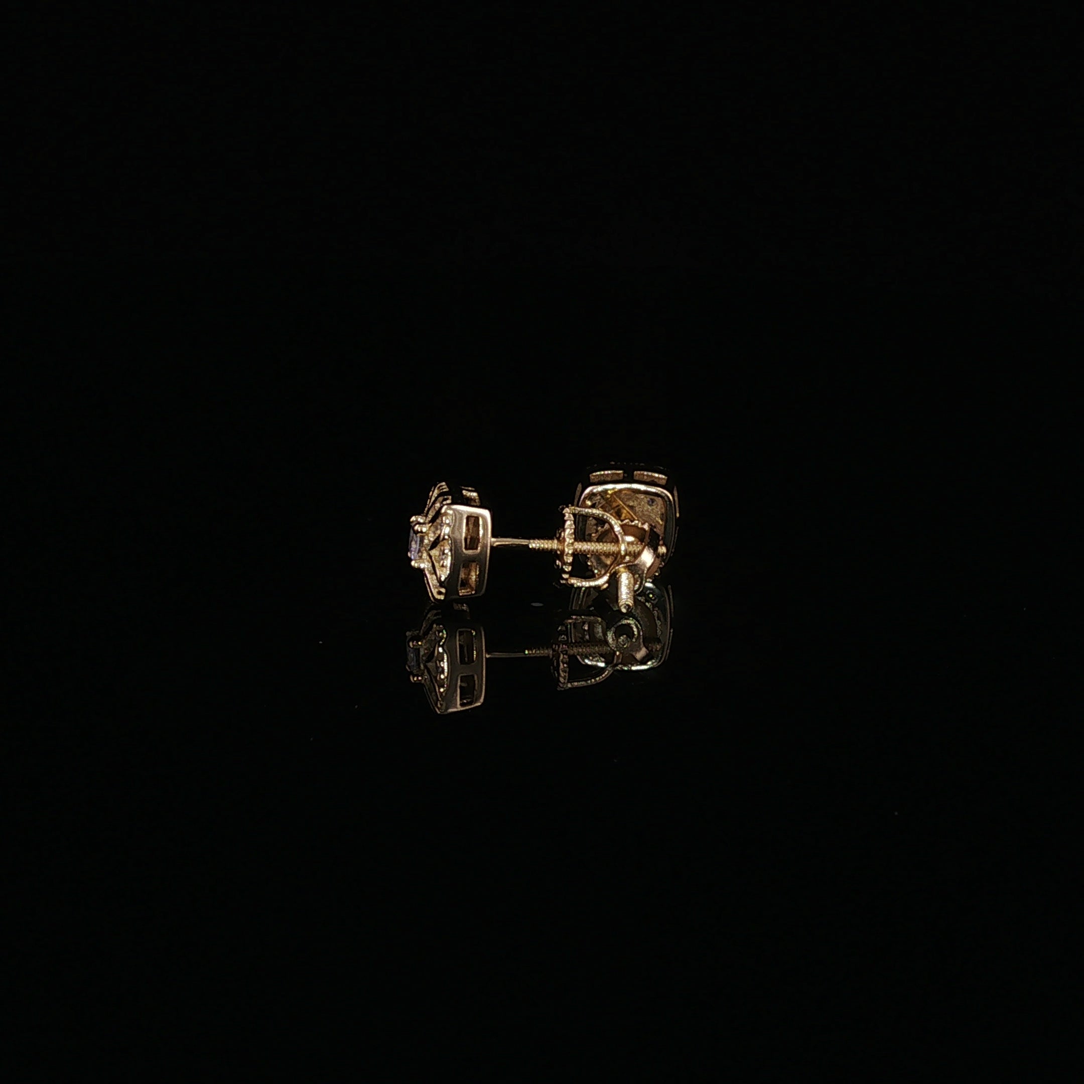 Vintage Flower Cushion Moissanite Stud Earrings| 925 Sterling Silver| 0.25 Ctw Screw Back | 6.7mm